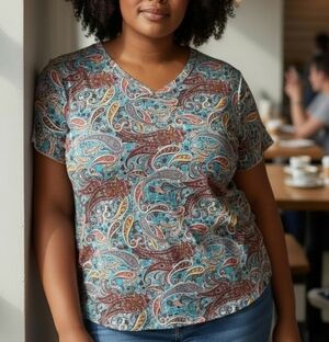 NWT Boho Paisley Print Super Soft Tee Size Women's 3X